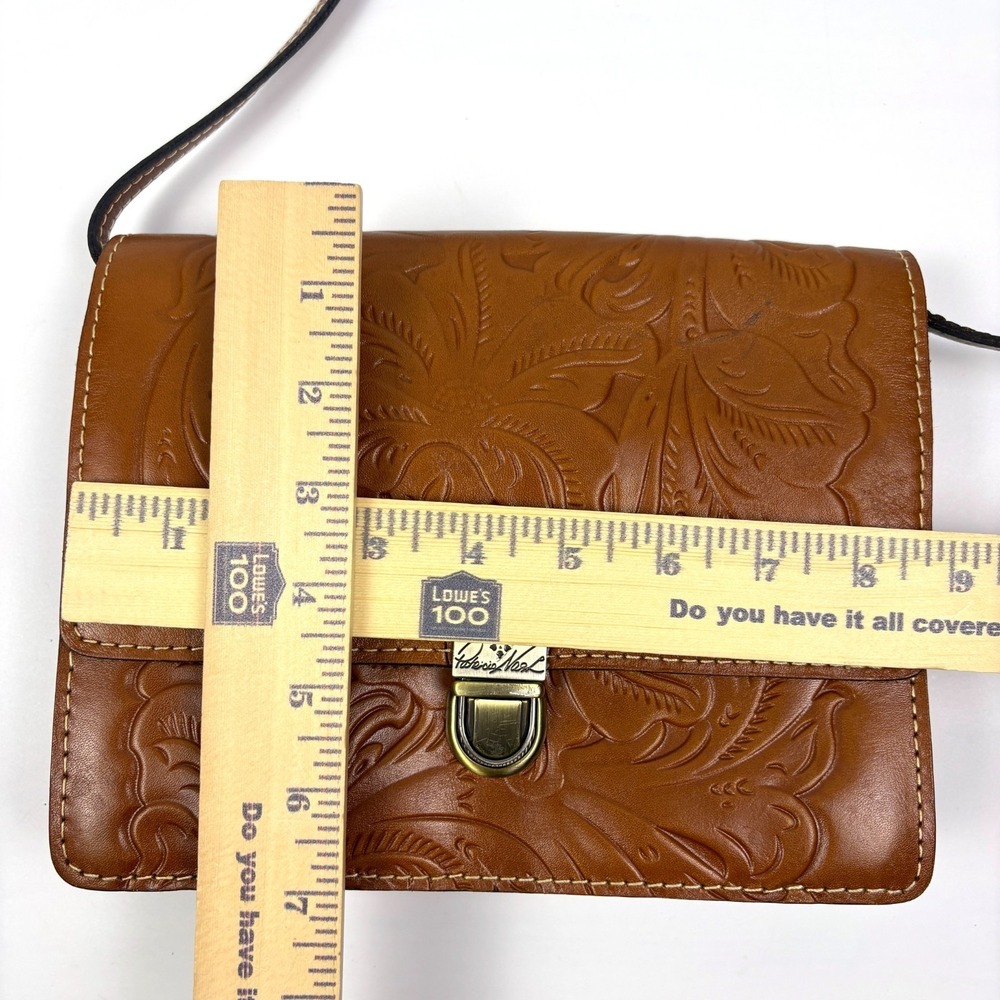 Patricia Nash Lanza Crossbody Clutch Organizer Tooled Leather Brown Floral Antig - Picture 8 of 16